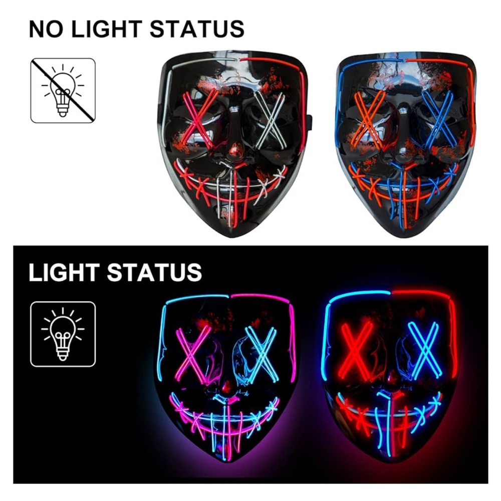 LED Light up Mask 2 pack - Picture 2 of 12
